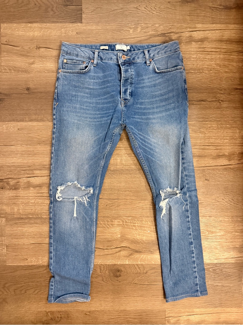 Topman Stretch Skinny Distressed Jeans
